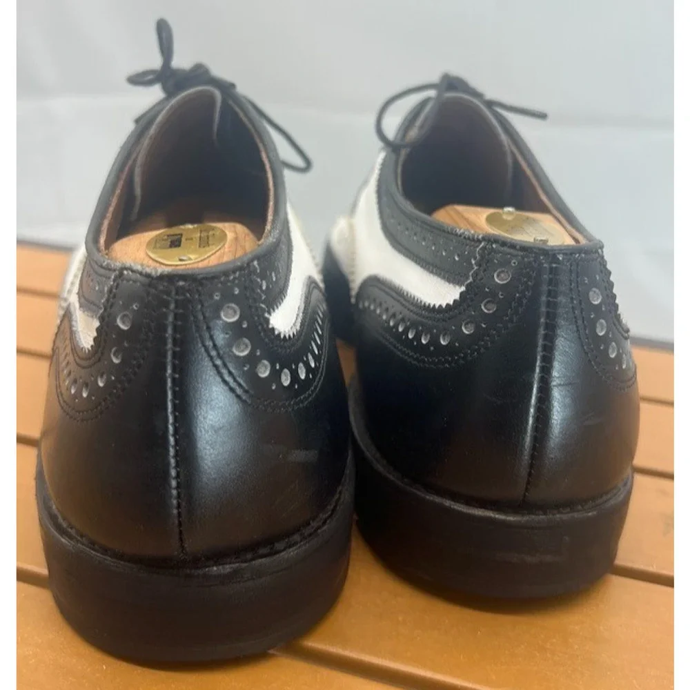 ALLEN EDMONDS BROADSTREET WING TIP BLACK WHITE SPECTATOR Size 8D